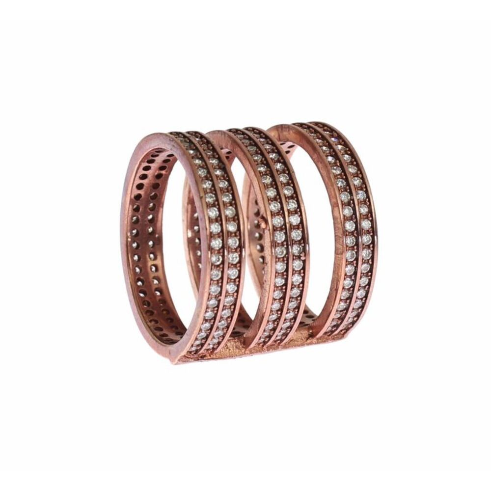 Nialaya Gold 925 Silver Clear CZ Pink Women's Ring